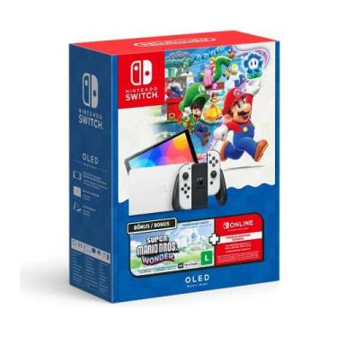Imagem de Nintendo Switch OLED Bundle Mario Bros. Wonder NSO 3 Meses, Branco