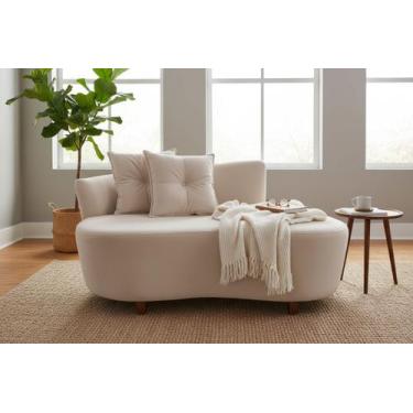 Imagem de Namoradeira Sofá Feijão Suria 150cm Orgânica Suede Bege - Mansão Decor
