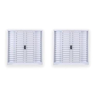 Imagem de Kit com 2 Janelas de Aço Veneziana de Correr 100x100cm 4 Folhas com Gr