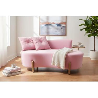 Imagem de Namoradeira Sofá Feijão Luna 130cm Orgânica Suede Rosa Bebê - Mazzero 