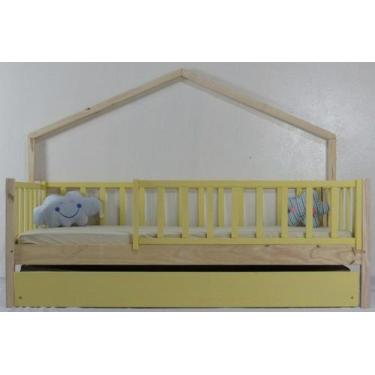 Imagem de Bicama Montessoriana Solteiro Base Moldura Colorida Madeira Maciça Pin