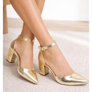 Imagem de Sapato Scarpin Salto Médio Baixo Grosso Bico Fino 6,5cm Social Feminin