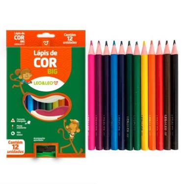 Imagem de Caixa de Lápis 12 Cores Big 150mm Resina Triangular c/ Apontador Leo&L