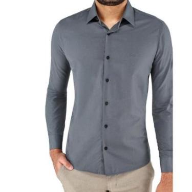 Imagem de Camisa Manga Longa Essencial Slim Masculina Ogochi 001520072 Chumbo-Masculino