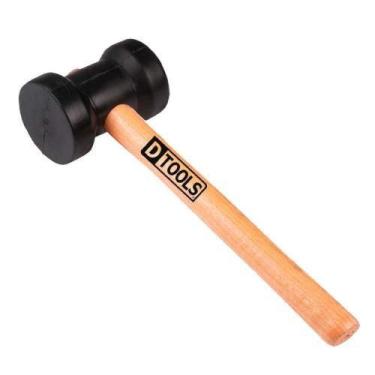 Imagem de Martelo Borracha Preto 80mm Cabo Madeira - Ideal Para Assentamento De 