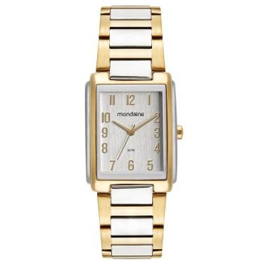 Imagem de Relogio Mondaine Feminino quadrado prata dourado bicolor com numero 32