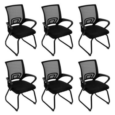 Imagem de Laraz Home Decor, Kit 6 Cadeiras Office TOK Base Fixa, Preto