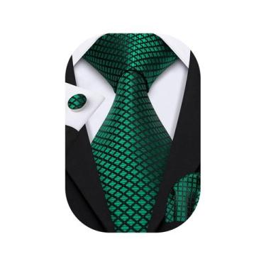 Imagem de Conjunto de gravata Barry.Wang em tecido de seda verde esmeralda 150 c