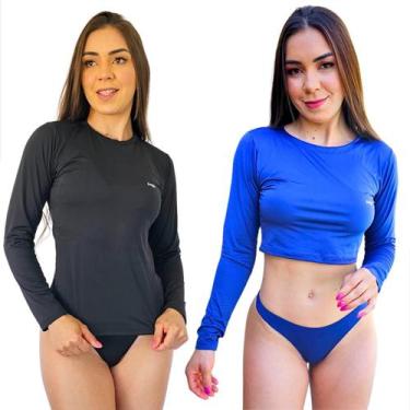 Imagem de Kit Feminino Cropped Com Camisa Proteção Solar Manga Longa Logo Reflet