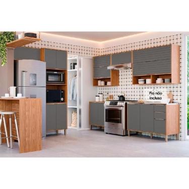 Imagem de Cozinha Completa Esplêndida Kit 7 Módulos 1 Porta 2 Gavetas MDF 70 cm Titânio
