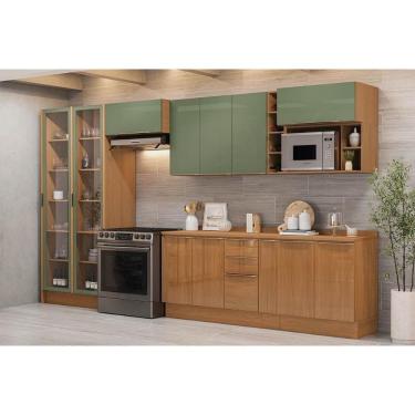 Imagem de Cozinha Completa Vibra C13P3 13 Portas 3 Gavetas MDF 120 cm Verde Pistache Laqueado com...