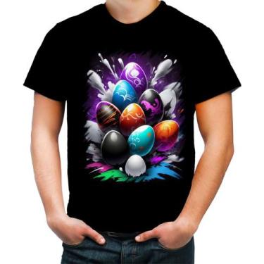 Imagem de Camiseta Colorida de Ovos de Páscoa Artísticos 6 - Kasubeck Store®, XG