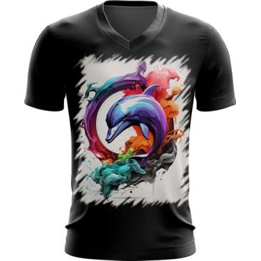 Imagem de Camiseta Gola V Golfinho Inteligência Arte Pintura 10 - Kasubeck Store