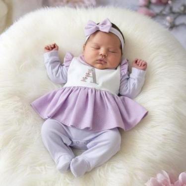 Imagem de Macacão Bebê Menina Personalizado Lilás Bordado Letra do Nome - Marias