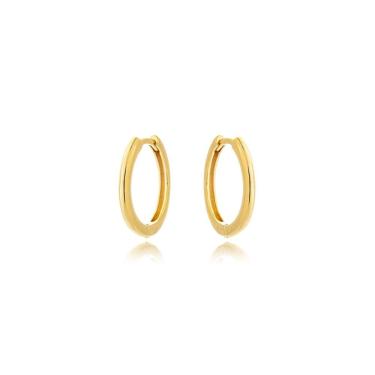 Imagem de Brinco Argola Atraktiva Jóias Lisa Click Semijoia Banhada a Ouro 18K 1,6CM Ou 1,8CM Dou...