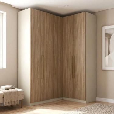 Imagem de Guarda Roupa Modulado de Canto 5 Portas 3 Gavetas Seletto Areia/Jequit