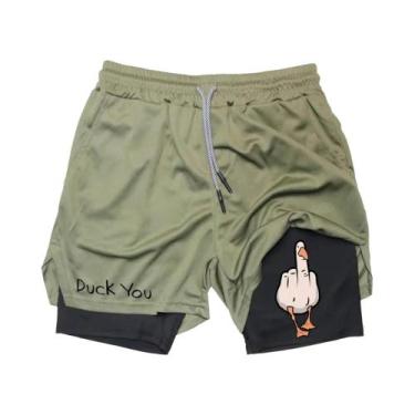 Imagem de Shorts De Verão Masculinos Com Estampa De Pato Em Cartoon, Secagem Ráp
