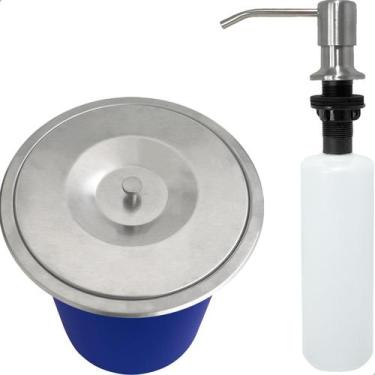 Imagem de Dispenser Dosador De Detergente 500ml E Lixeira 5 Litros De Embutir Ki