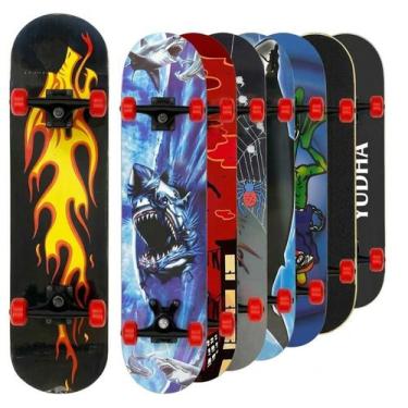 Imagem de Skate Infantil de Madeira Irado Criança Inciante Tamanho Médio 60cm At