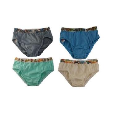 Imagem de Cuecas Infantil Algodão Com Cós M KIT C/ 4  - Famy