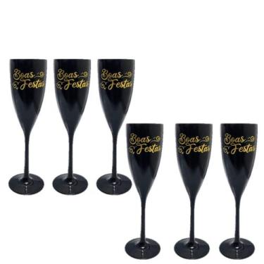 Imagem de Taça Acrílica Champanhe 180ml Especial Boas Festas Kit 6pçs - Lsc Toys