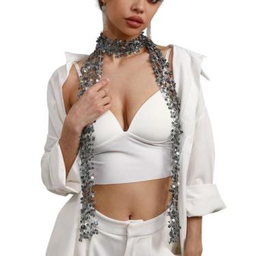 Imagem de Cachecol Feminino Floral com Lantejoulas Brilhantes 5 Cores - - anjo d