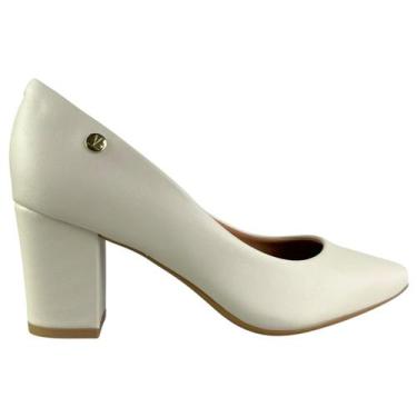 Imagem de Sapato Scarpin Feminino Vizzano Salto Alto Grosso, Branco, Off, 37