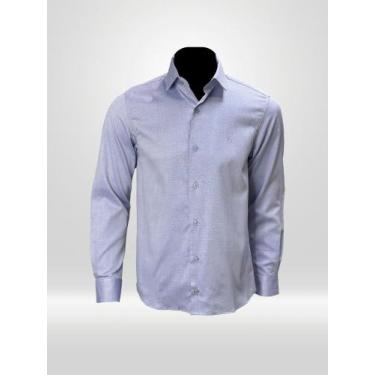 Imagem de Camisa Masculina Social Manga Longa VRS Detalhe Azul - Victor Varrens,