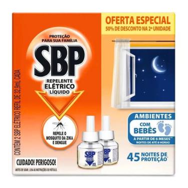 Imagem de Repelente Elétrico Líquido Sbp 45 Noites 2 Unidades 32,9ml