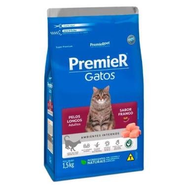 Imagem de Ração Premier Gatos Ambientes Internos Adultos de Pelos Longos Sabor F