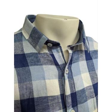 Imagem de Camisa Manga Longa Masculina Xadrez Linho com Algodão 3201 Modelagem R