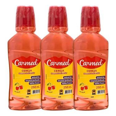 Imagem de Kit 3 Enxaguante Bucal Carmed Cereja Hálito Refrescante
