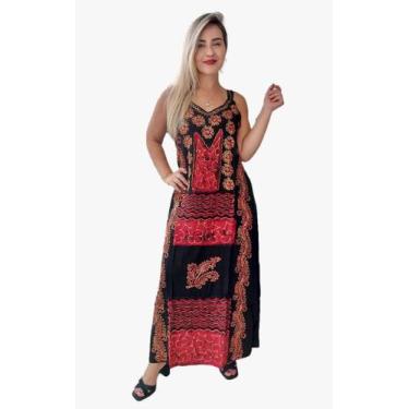 Imagem de Vestido Longo Indiano Alça Estonado Com Bordado Batik-Cod.0171 - Aleci