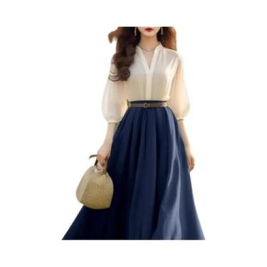 Imagem de Vestido Feminino Elegante Com Decote Em V E Lanterna ZANZEA, Primavera