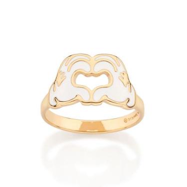Imagem de Anel coração com mãos mickey banhado BRANCO 513472 Rommanel, Branco, 1