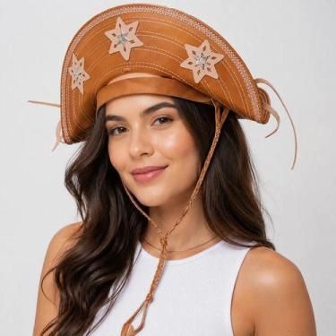 Imagem de Chapéu Lampião Couro Légitimo Lengo Lengo Nordestino Cangaço - Chapela
