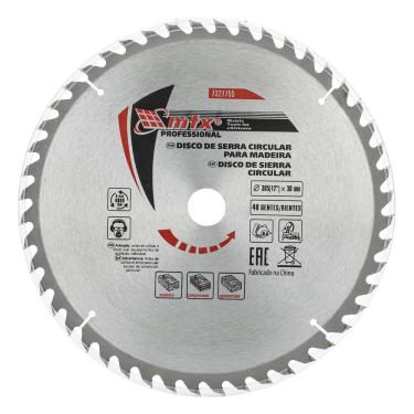 Imagem de Disco de Serra Circular 7327755 para Madeira 48 Dentes Aço 65Mn Prata MTX 33CM
