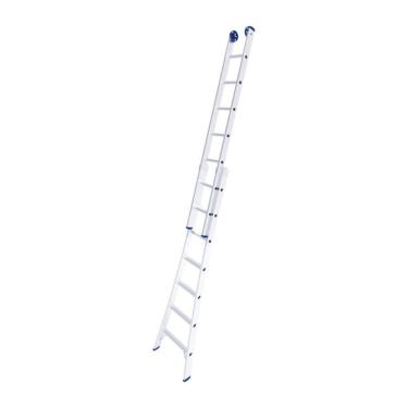 Imagem de Escada Extensível 14 Degraus 3,65m Alumínio com Rodas e Pés Antiderrapantes Dobrável 150kg Mor 59CM