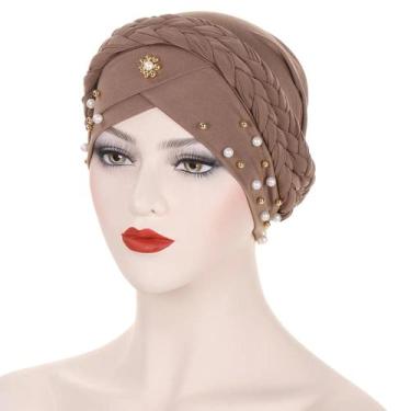 Imagem de Lenço Hijab Multicolorido Com Contas Para Mulheres Muçulmanas, Turbant