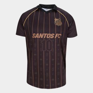 Imagem de Camiseta Santos Glória Alvinegra Masculina - Surf Center, Preto, Doura