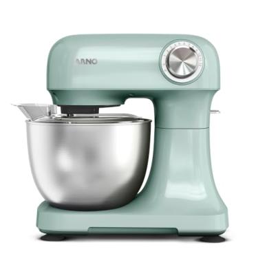 Imagem de Batedeira Arno Planetária Bake Easy KM13, 500W, Verde Eucalipto com Tigela Inox, 3,5L, 12 Velocidades, Transmissão Direta, 3 Batedores, Tampa Anti-Respingos e Design Compacto, 220V
