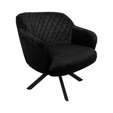 Imagem de Poltrona Decorativa Kitana Pés Preto Giratório Veludo Preto - Gran Belo