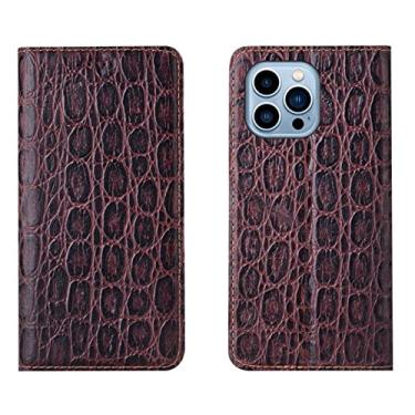 Imagem de LAHappyL Capa para iPhone 13 Pro Max/13 Pro/13/13 Mini, capa carteira flip de couro legítimo com suporte para cartão e fecho magnético, marrom, 13 Pro Max 6,7 polegadas