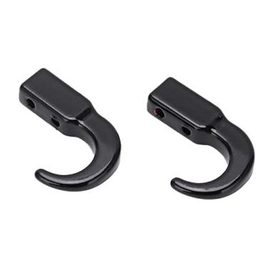 Imagem de BHDK Gancho de reboque de metal RC, conjunto compacto com 2 ganchos de reboque de simulação de controle remoto leve e confiável com parafuso para carro 1/10 RC (preto)