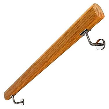 Imagem de Pkfinrd Corrimão de escada de madeira antiderrapante corrimãos de escada para ambientes internos e externos kit de suporte de trilho corrimão com suporte resistente feito de aço inoxidável (tamanho : 220 cm)