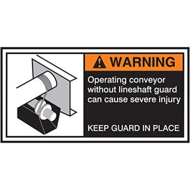 Imagem de Etiqueta adesiva, Legend"Warning Operating Transportyor Without LINESHAFT", 0,04 cm de espessura