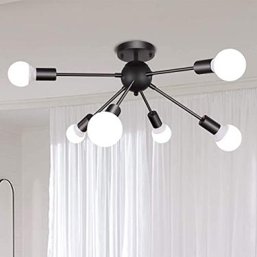 Imagem de Lustre de Preto Sputnik, Home-Neat 6 luzes Luminária de teto Moderna E27 Iluminação de Teto para Sala de cozinha, quarto, sala de jantar
