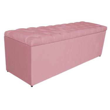 Imagem de Calçadeira Estofada Liverpool 195cm King Size Suede Rosa Bebê