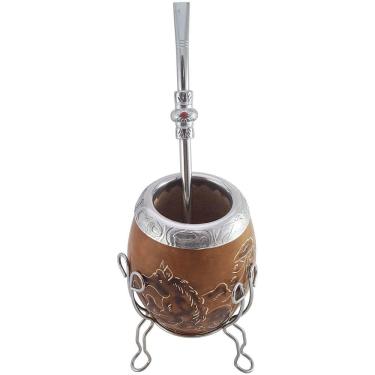 Imagem de Conjunto Cuia E Bomba Para Chimarrão Com Tripé De Porongo Cavalo