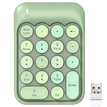Imagem de Teclado Numérico Sem Fio 18 Teclas Teclado com Receptor Acessórios Placa Teclado Notebook PC Computador, Verde Colorido (Verde Colorido)